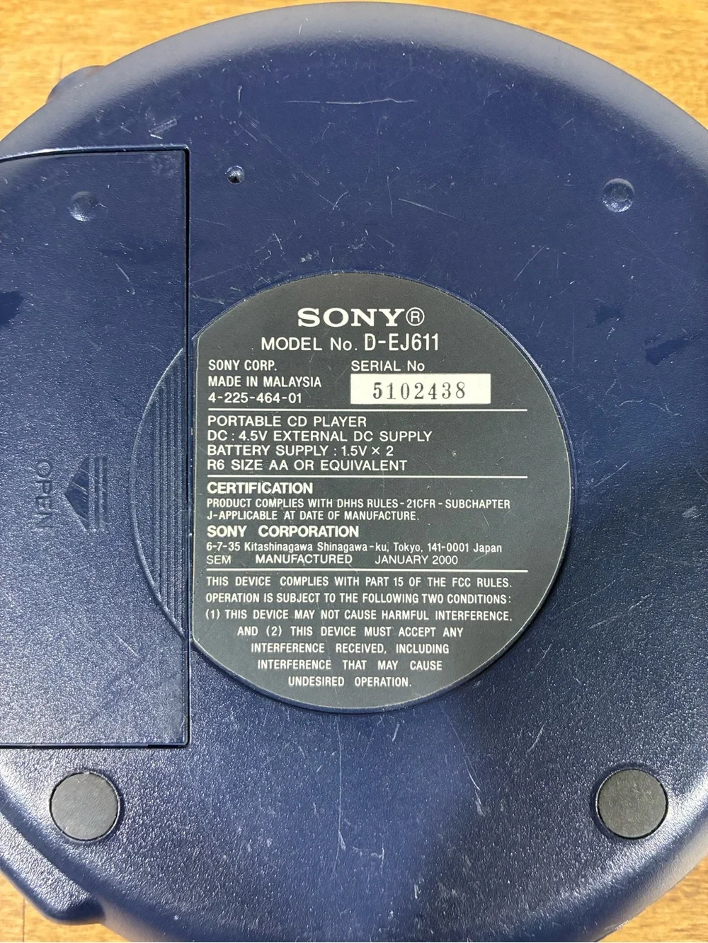 Sony D-EJ611 Portable Walkman CD Player with G-Protection Indigo Tested Working